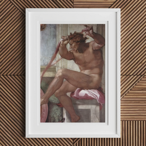 Ignudo - Michelangelo Cappella Sistina Art Print, Framed Painting Nude Man