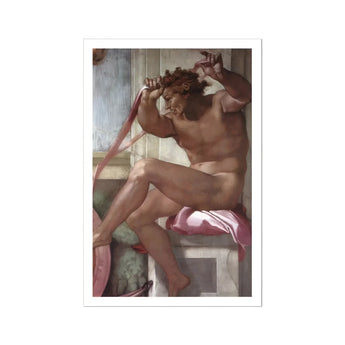Ignudo - Michelangelo Cappella Sistina Art Print, Seated Nude Male Figure