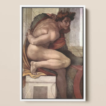 Ignudo - Michelangelo Divine Male Art Print / Canvas, 12x18’’ / 31x46cm / White Frame, Posters Prints & Visual Artwork, Toby Leon