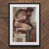 Ignudo - Michelangelo Divine Male Art Print / Canvas Black Framed Print Michelangelo’s Creation Adam Michelangelo Divine Male, Olive