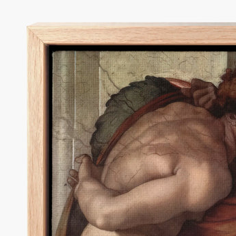 Ignudo - Michelangelo Divine Male Art Print / Canvas Framed Reproduction Classical Painting Muscular Nude Figure Visible, Olive Drapery
