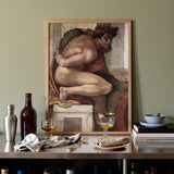 Ignudo - Michelangelo Divine Male Art Print / Canvas, Michelangelo Divine Male, Olive Drapery Spill, Torso Wrenched