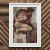 Ignudo - Michelangelo Divine Male Art Print / Canvas, Michelangelo Divine Male, Olive Drapery Spill, Torso Wrenched