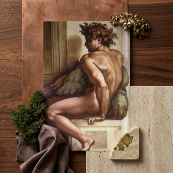 Ignudo - Michelangelo Drunkenness of Noah Art Print / Canvas Classical Painting Nude Male Figure Curly Hair Rendered Noah Art Print,