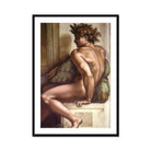 Ignudo - Michelangelo Drunkenness of Noah Art Print, Framed Renaissance Painting Nude Male Figure