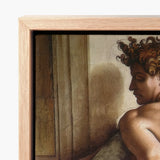 Ignudo - Michelangelo Drunkenness of Noah Art Print / Canvas Framed Classical Painting Figure Curly Brown, Caramelized Thunder, Myth