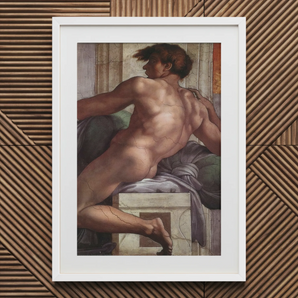 Ignudo - Michelangelo Male Nude Fresco Art Print