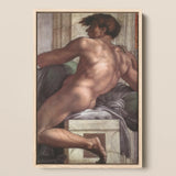 Ignudo - Michelangelo Male Nude Fresco Art Print / Canvas, 12x17’’ / A3 / Natural Frame, Posters Prints & Visual Artwork, Toby Leon