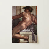 Ignudo - Michelangelo Male Nude Fresco Art Print / Canvas Reproduction Michelangelo’s Creation Adam Nude Male Figure Defined Michelangelo