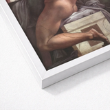 Ignudo - Michelangelo Male Nude Fresco Art Print / Canvas White Framed Classical Painting Muscular Legs, Forbidden Thought, Prints