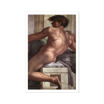 Ignudo - Michelangelo Male Nude Fresco Art Print, Nude Male Figure