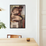 Ignudo Michelangelo Nude Renaissance Framed Canvas, Framed Classical Painting