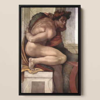 Ignudo Michelangelo Nude Renaissance Framed Canvas, Framed Painting Nude Male Figure
