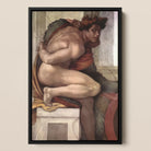 Ignudo - Michelangelo Nude Renaissance Framed Canvas, Framed Painting Nude Male Figure
