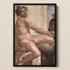 Ignudo - Michelangelo Renaissance Framed Canvas, Framed Nude Male Figure