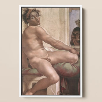 Ignudo - Michelangelo Sacrifice of Noah Art Print / Canvas, 12x17’’ / A3 / White Frame, Posters Prints & Visual Artwork, Toby Leon