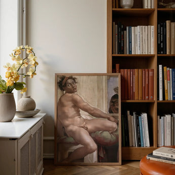 Ignudo - Michelangelo Sacrifice of Noah Art Print / Canvas Framed Classical Painting Nude Male Figure Soft Earth Dream Interrupted