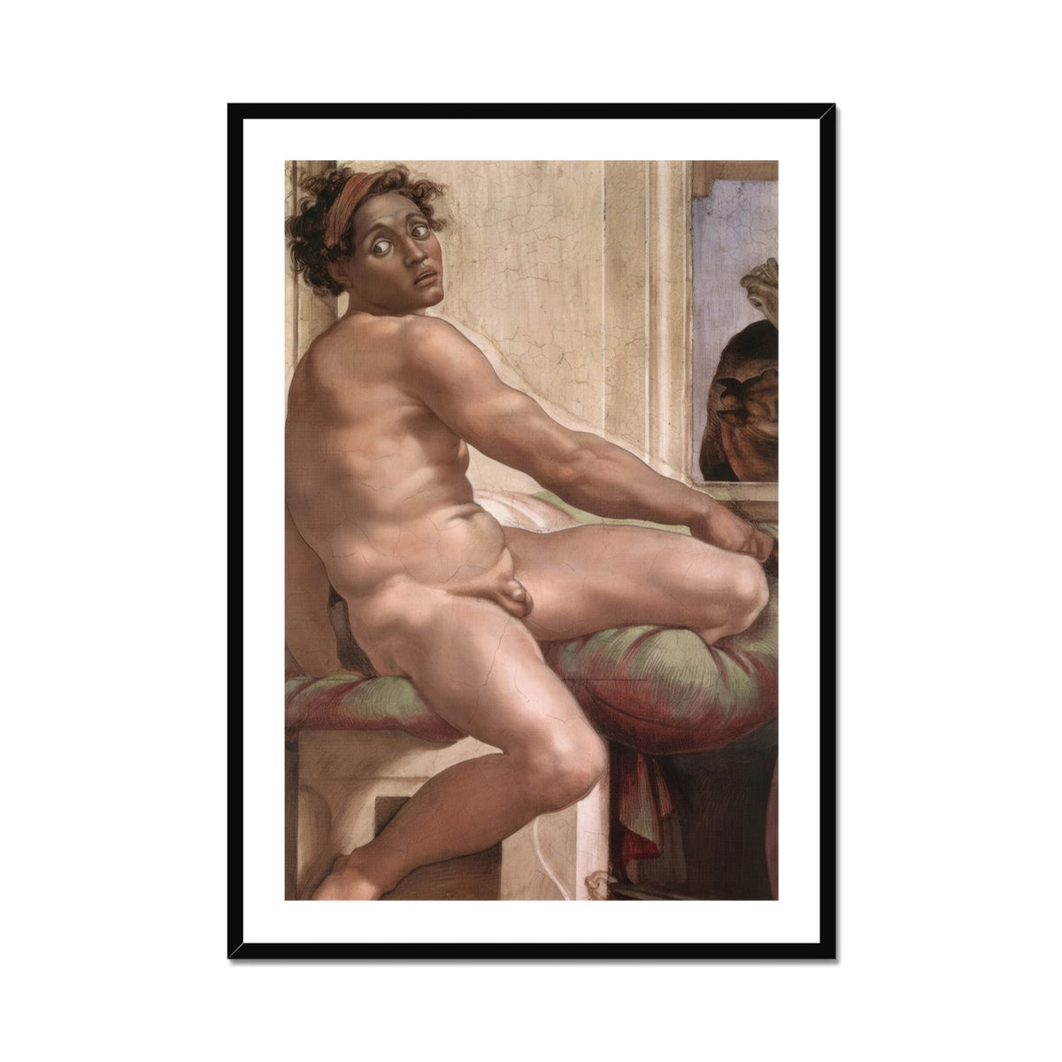 Ignudo - Michelangelo Sacrifice of Noah Art Print, Framed Nude Male Figure