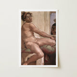 Ignudo - Michelangelo Sacrifice of Noah Art Print / Canvas Framed Reproduction Classical Painting Nude Male Figure Dark Dream Interrupted