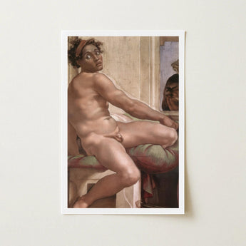 Ignudo - Michelangelo Sacrifice of Noah Art Print / Canvas Framed Reproduction Classical Painting Nude Male Figure Dark Dream Interrupted