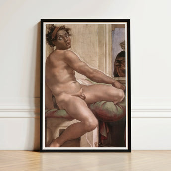 Ignudo - Michelangelo Sacrifice of Noah Art Print / Canvas Black-framed Classical Nude Male Figure Dark Dream Interrupted Mid-climax, Prints