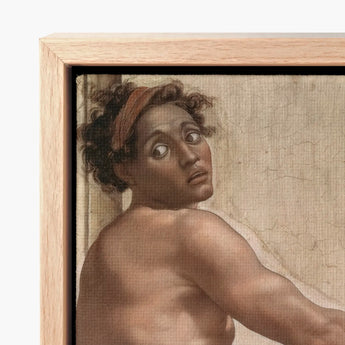 Ignudo - Michelangelo Sacrifice of Noah Art Print / Canvas Framed Reproduction Classical Painting Young Dark-skinned Figure Curly Dream