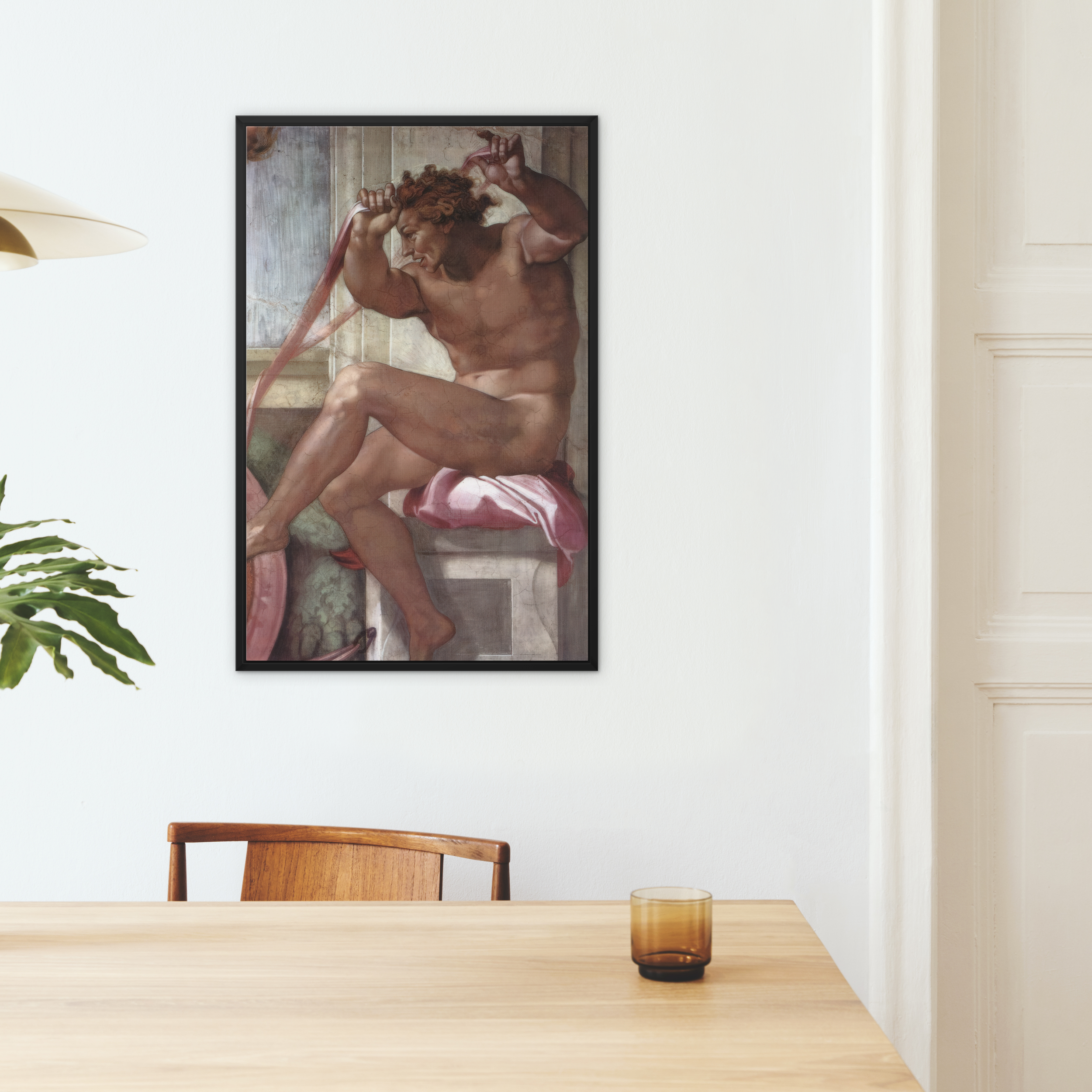 Ignudo - Michelangelo Separation of Earth from Waters Framed Canvas, Framed Renaissance Painting