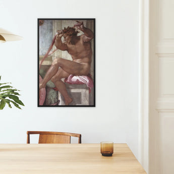 Ignudo Michelangelo Separation of Earth from Waters Framed Canvas, Framed Renaissance Painting