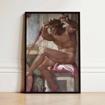 Ignudo - Michelangelo Separation of Earth from Waters Art Print / Canvas Black-framed Reproduction Michelangelo’s Creation Adam Mural