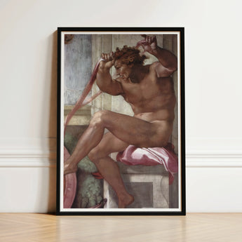 Ignudo - Michelangelo Separation of Earth from Waters Art Print / Canvas Black-framed Michelangelo’s Creation Adam Muscular Nude Cappella