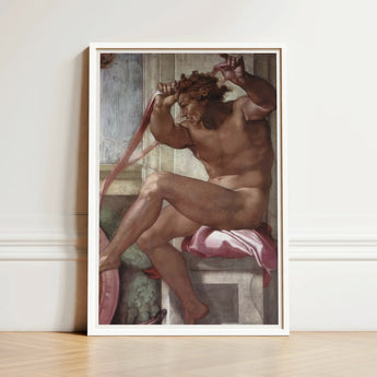 Ignudo - Michelangelo Separation of Earth from Waters Art Print / Canvas Framed Reproduction Michelangelo’s Creation Adam Muscular Nude