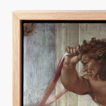 Ignudo - Michelangelo Separation of Earth from Waters Art Print / Canvas Light Wood-framed Michelangelo’s Creation Adam Iconic Cappella