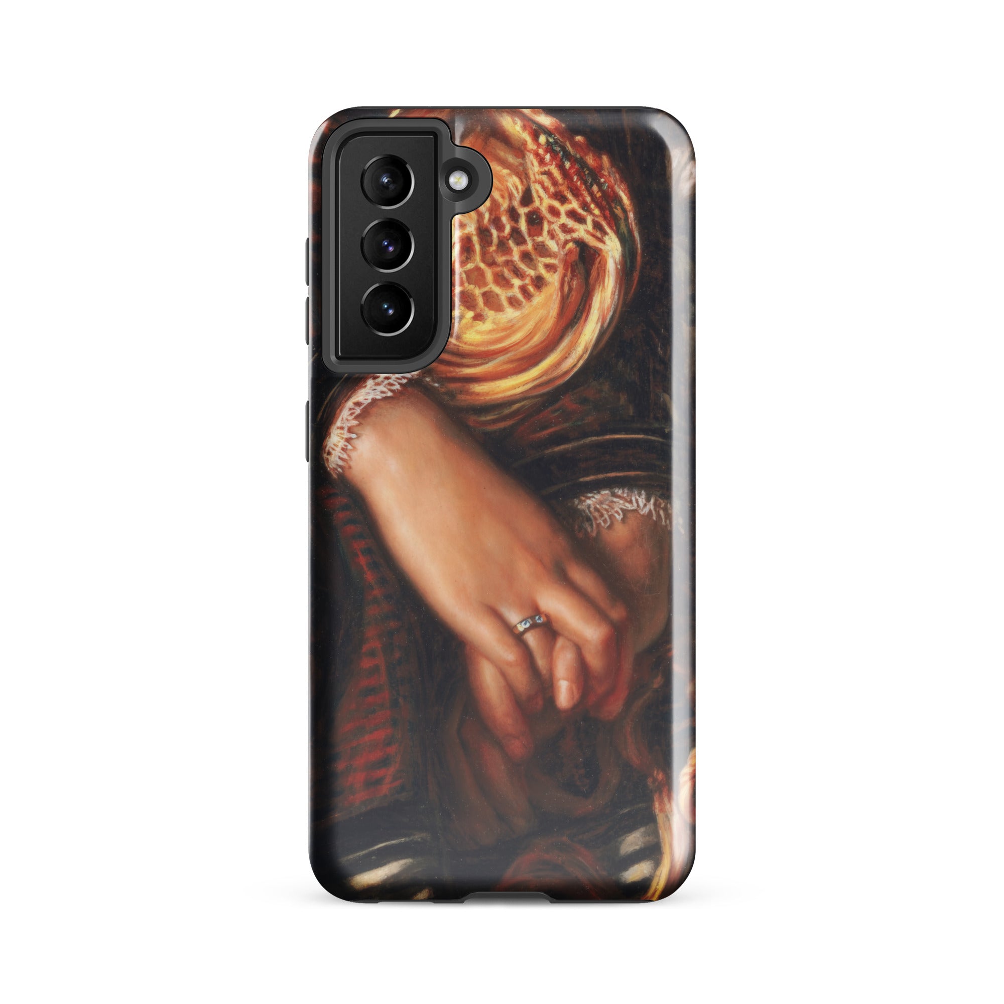 Il Dolce Far Niente William Holman Hunt Samsung Case, Galaxy S21 Fe / Gloss, Black Phone Case Classical Painting Hands Patterned Head