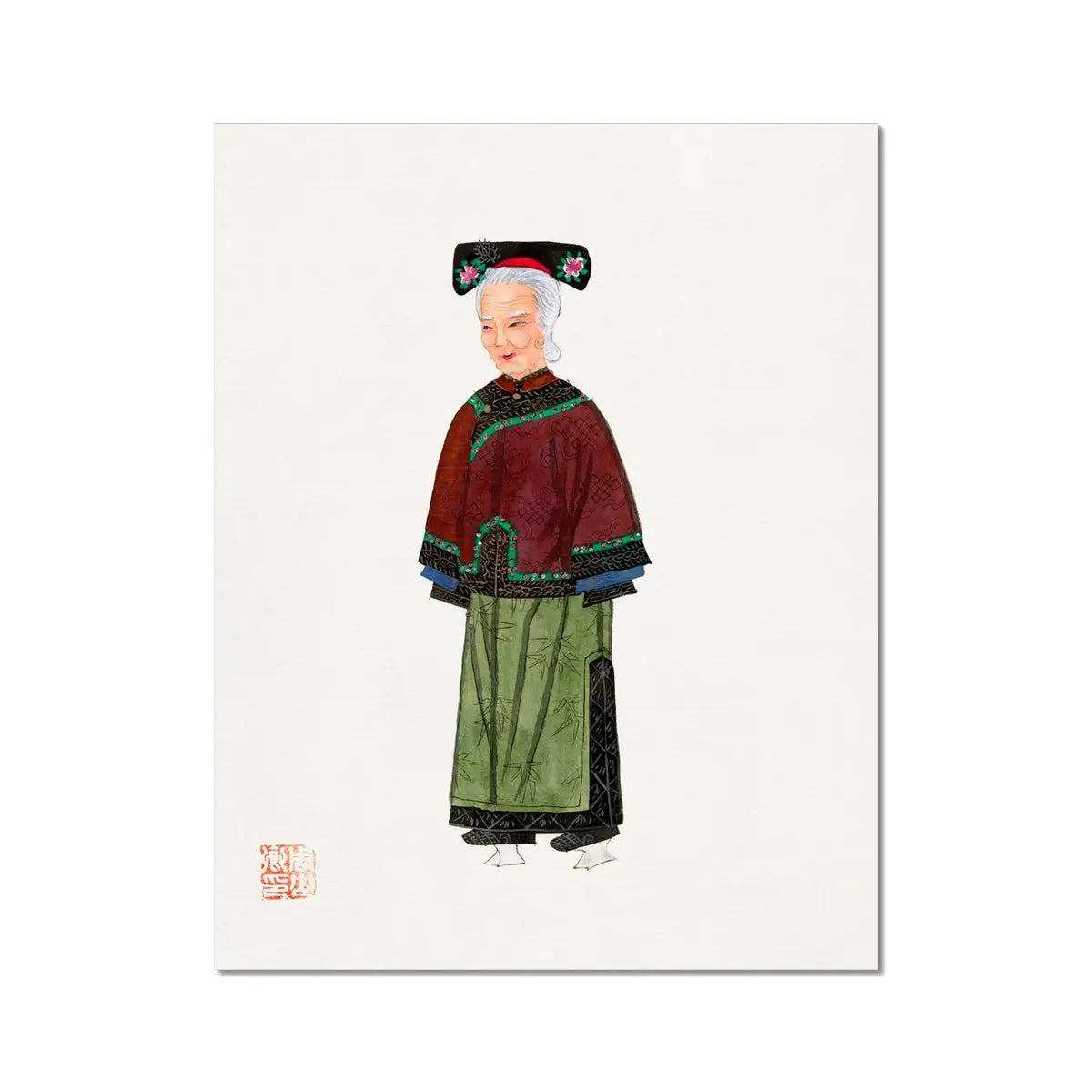 Grand Dame - Qing Dynasty Manchu Fashion Art Print 11’’x14’’ Posters Prints & Visual Artwork