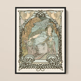 Ilsee Princesse De Tripoli - Alphonse Mucha Art Print / Canvas Art Nouveau-style Framed Print Two Women Robes Intricate Knotted Black