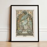 Ilsee Princesse De Tripoli - Alphonse Mucha Art Print / Canvas Art Nouveau-style Framed Print Woman Robes Ornate Borders Knotted Black