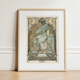 Ilsee Princesse De Tripoli - Alphonse Mucha Art Print / Canvas Art Nouveau-style Framed Print Woman Robes Ornate Borders Knotted Black