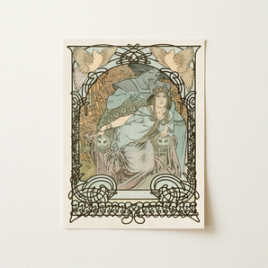 Ilsee Princesse De Tripoli - Alphonse Mucha Art Print / Canvas Art Nouveau-style Print Woman Robes Intricate Black Ornamental Knotted