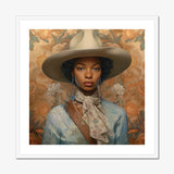 Imani - Black Lesbian Cowgirl Sapphic Art Print, Portrait Woman Cowboy Hat