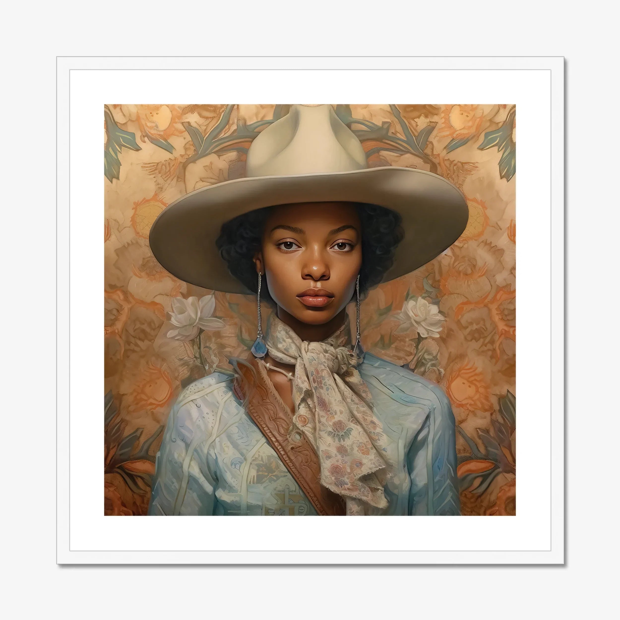 Imani - Black Lesbian Cowgirl Sapphic Art Print, Portrait Woman Cowboy Hat