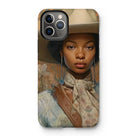 Imani - Black Sapphic Cowgirl Iphone Case, 11 Pro / Matte, Iphone Case Portrait Woman Wide-brimmed Hat Floral Scarf