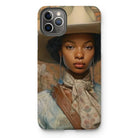 Imani - Black Sapphic Cowgirl Iphone Case, 11 Pro Max / Matte, Phone Case Portrait Woman Wide-brimmed Hat Floral-patterned Clothing