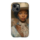 Imani - Black Sapphic Cowgirl Iphone Case, 13 / Matte, Phone Case Portrait Woman Wide-brimmed Hat Floral Scarf