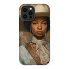 Imani - Black Sapphic Cowgirl Iphone Case, 13 Pro Max / Matte, Phone Case Portrait Woman Wide-brimmed Hat Floral Scarf