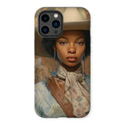 Imani - Black Sapphic Cowgirl Iphone Case, 14 Pro Max / Matte, Phone Case Portrait Woman Wide-brimmed Hat Floral Scarf