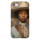 Imani - Black Sapphic Cowgirl Iphone Case, 8 / Matte, Phone Case Portrait Woman Wide-brimmed Hat Elegant Attire