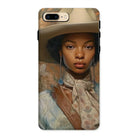 Imani - Black Sapphic Cowgirl Iphone Case, 8 Plus / Matte, Phone Case Portrait Woman Wide-brimmed Hat Floral Scarf