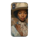 Imani - Black Sapphic Cowgirl Iphone Case, Xs / Matte, Phone Case Portrait Woman Cowboy Hat Floral Scarf