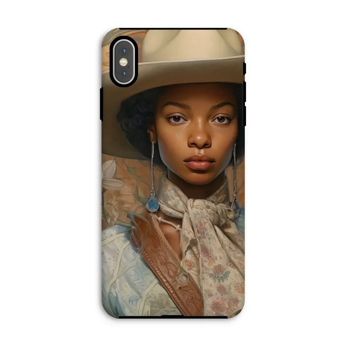 Imani - Black Sapphic Cowgirl Iphone Case, Xs Max / Matte, Phone Case Portrait Woman Wide-brimmed Hat Floral Blouse