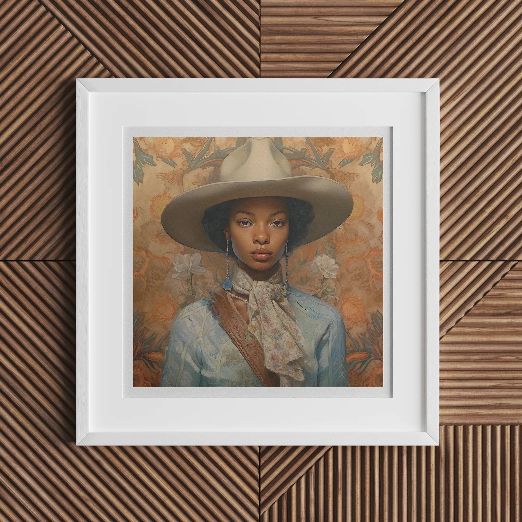 Imani - Lesbian Black Cowgirl Art Print - Wlw Sapphic Femme - 16’x16’ - Posters Prints & Visual Artwork - Aesthetic Art